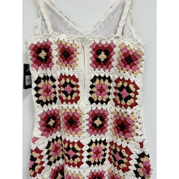 $199 Lucky Brand Granny Square Crochet Dress Knit Colorful/Cream Medium - Picture 10 of 16